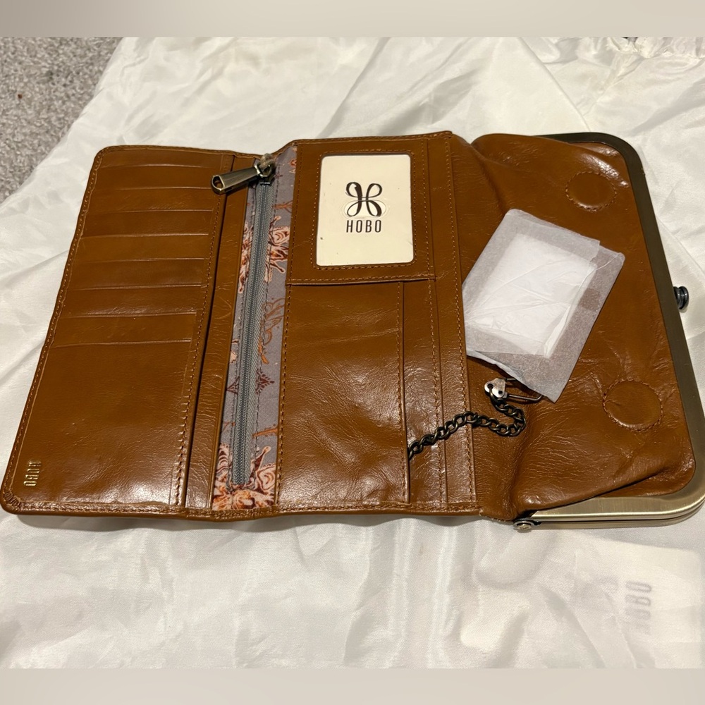 HOBO Tan Leather Wallet with Zipper
